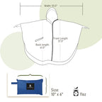 Unisex Rain Poncho Raincoat Hooded for Adults Women with Pockets (Navy)