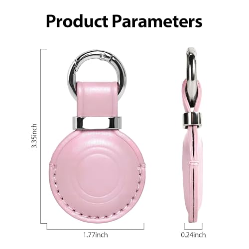 1 Pack Genuine Leather Handcrafted for Airtag Holder Keychain (B8-Blossom Pink)