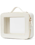 Clear Makeup Case White Toiletry Bag Travel Large Clear Cosmetic Bag with Zipper (White / Large Luxe)