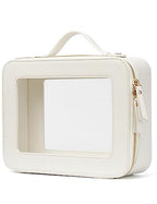 Clear Makeup Case White Toiletry Bag Travel Large Clear Cosmetic Bag with Zipper (White / Large Luxe)
