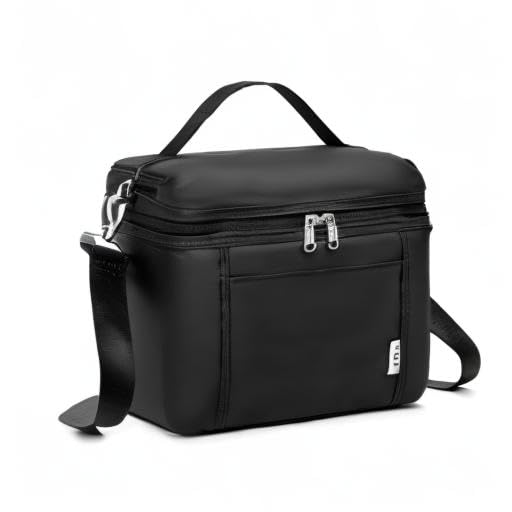 NOL Insulated Lunch Bags for Women Cooler Bag Lightweight Nylon Waterproof Lunch Box For Work (New black / Medium (8 Liters))