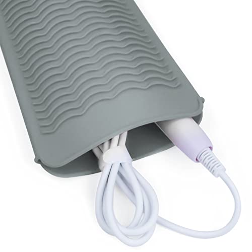 Silicone Heat Resistant Mat Pouch for Hair Straightener (1 Pack / Grey)