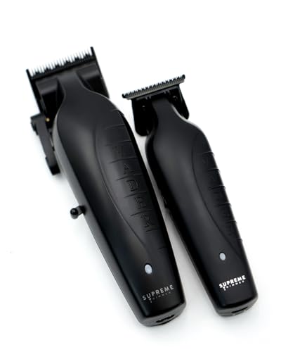 2-in-1 Vader Clipper & Trimmer Kit | Cordless Beard Trimmer & Mens Clippers Set for Barbers or Home | with DLC Coated Blades | Black (Black Kit)