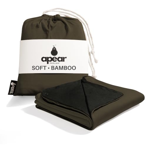 Apear 16-in-1 Soft Travel and Airplane Blanket with Bag Viscose from Bamboo (Olive/Black)