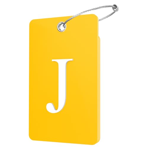 2 Pack Initial Luggage Tags for Suitcases Airplane Travel Essentials (Large J / Yellow)
