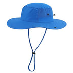 UPF50+ Mens Sun Hat Wide Brim Womens UV Protection Beach Bucket Hat for Fishing Hiking Snap Up Cowboy Hat (One Size / Royal Blue)