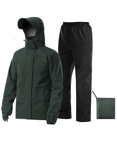 Rain Suit Waterproof Breathable Lightweight 2 (Medium / Grey Green)