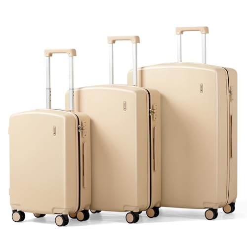 Hard Shell Luggage Sets 3 Pieces (Cuba Sand / 20+24+28 Inch)