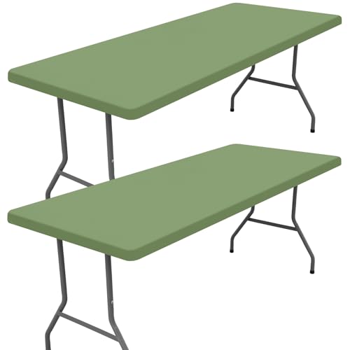 2 Pack Rectangle Spandex Fitted Table Cloth (Sage Green / 96" x 36" (Rectangular))