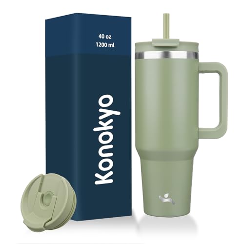 40 oz Insulated Tumbler Water Bottle with Handle (40 Ounces / Army Green)