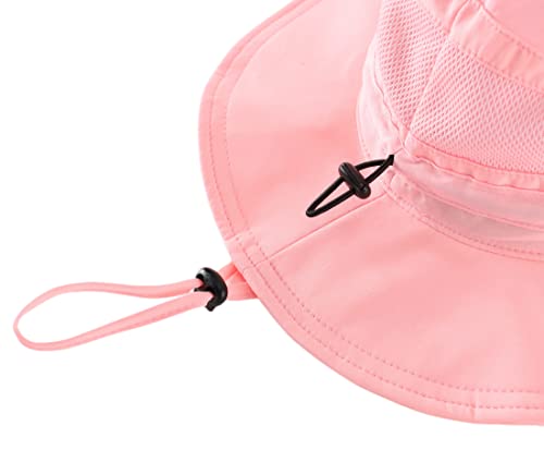 UPF 50+ Wide Brim Bucket Hat for Women Outdoor Quick Dry Safari Sun Hat Breathable UV Protection Fishing Hats Pink (Large / Pink)