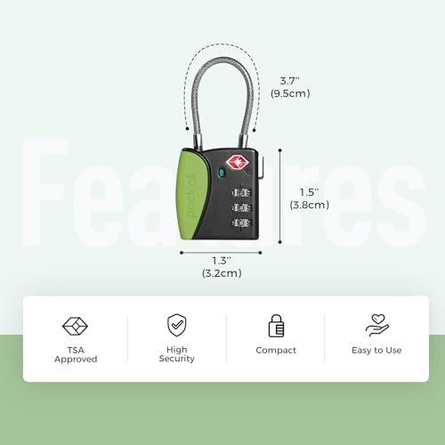 TSA Approved Travel Luggage Locks (Apple Green / 1 Pack)