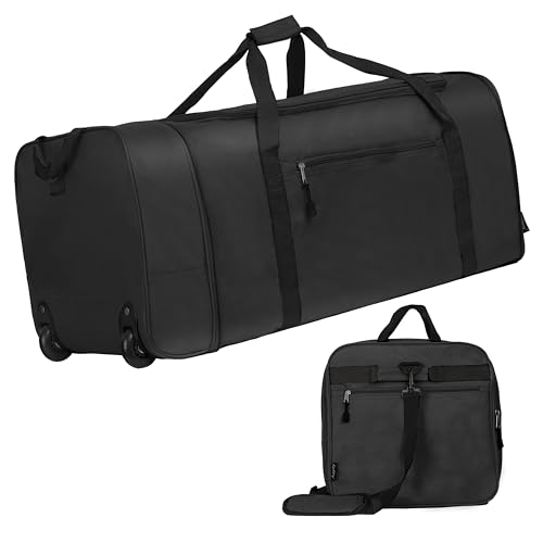 100L Foldable Rolling Duffel Bag with 2 Wheels (BLACK)