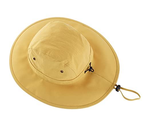 Summer UPF 50+ Men's Bucket Sun Hat Wide Brim Fishing Hat Safari Hat (Large-X-Large / Yellow)