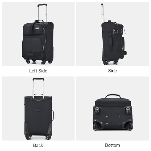 24 Inch Softside Expandable Checked Luggage with 4 Spinner Wheels (Black / 24 Inch)