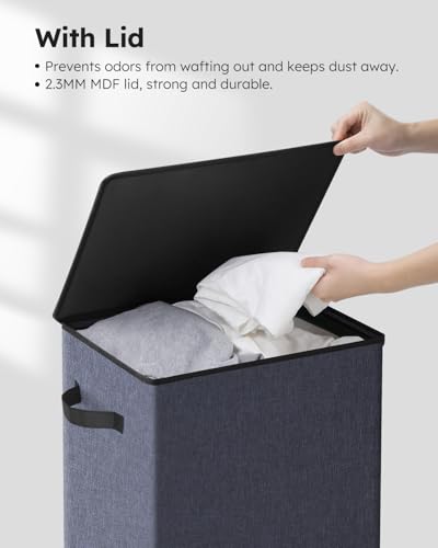 100L Laundry Hamper with Lid (Navy Blue / 100L)