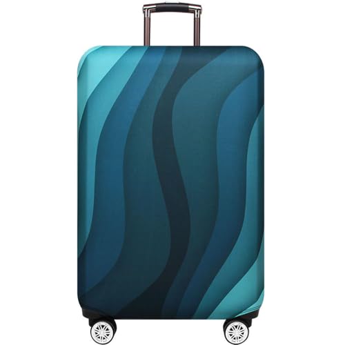 Thicker Luggage Cover Elastic Suitcase Cover Protector Fits 18 (Green Ripple / M)
