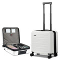 Expandable 16 Inch Carry On Luggage Airline Approved Small Suitcase (White / 16 Inch EXT)