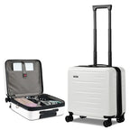 Expandable 16 Inch Carry On Luggage Airline Approved Small Suitcase (White / 16 Inch EXT)