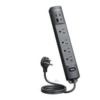 Wall Mount Power Strip Surge Protector with USB C Ports (Black / 3FT Flat Plug)