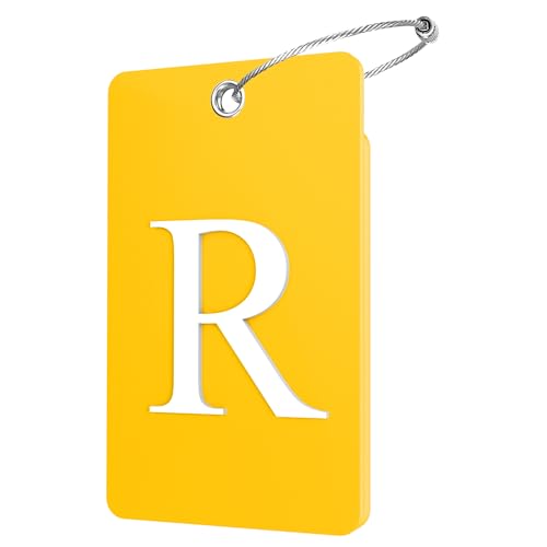 2 Pack Initial Luggage Tags for Suitcases Airplane Travel Essentials (Large R / Yellow)