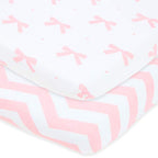 Travel Crib Sheets for Baby Bjorn (2-pack Bows/Chevron)