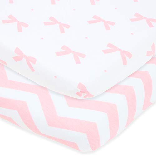 Travel Crib Sheets for Baby Bjorn (2-pack Bows/Chevron)