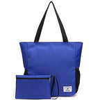 Large Capacity Foldable Tote Bag With Zipper (Blue)