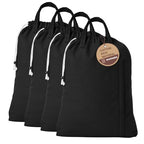 LFH Home Large Premium Cotton Rich Canvas Laundry Bag with Drawstring and Handles Heavy Duty (24”x36” (Pack of 4) / Black)