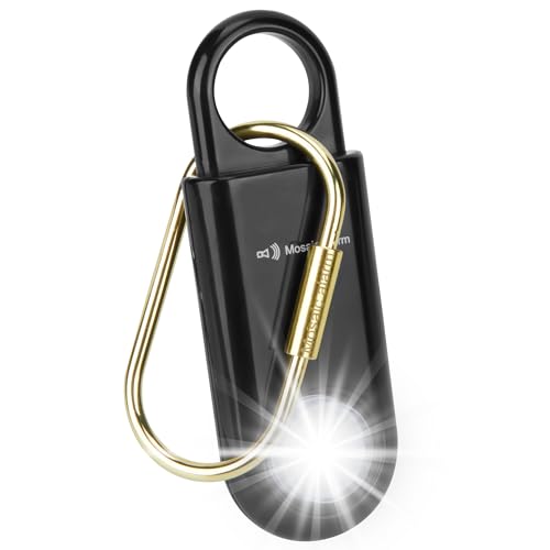 130db Personal Safety Alarm with Ultra Bright Strobe Light. Black (Black / Button cell)