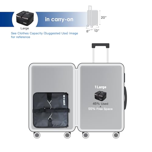 Stow-N-Go Hanging Travel Shelves, Packing Organizer for Luggage. Carry on Closet for Suitcase. Expandable Packing Cube. Travel Essentials. (Black - L, L = (L) 11.8" x (W) 11.8") (Black / L = (L) 11.8" x (W) 11.8")
