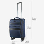 Softside Expandable checked Luggage with Front Business Pockets (Navy-24 / 24 inch)