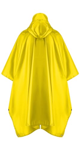 Reusable Rain Poncho for Adults (One Size / Yellow a)