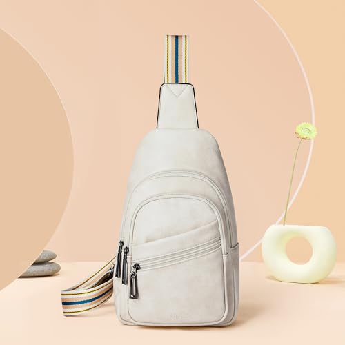Sling Bag Crossbody Bags for Women Small Cross Body Bag Fanny Packs Chest Sling Purse for Daily Travel Leisure Sport (4-3 Beige)