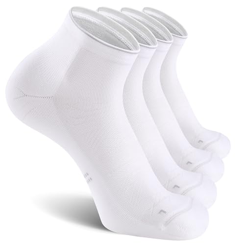 Ankle Compression Running Athletic Socks for Men Women (Large-X-Large / White (2 Pairs))