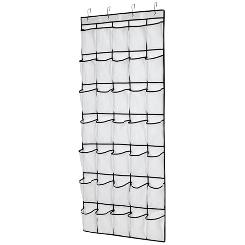 35 Pocket Over Door Shoe Organizer with 4 Metal Hooks（White） (white / 66.9" x 27")