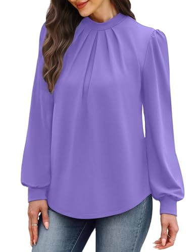 Early Fall Fashion Must Haves Winter Clothing for Women Fall Clothes Long Sleeve Blouses Dressy Casual Travel Beach Vacation Easter Outfits 2026 Spring Womens Tops Purple M (11 - Purple / Medium)