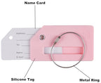 8 Pack Initial Luggage Tags for Suitcases Airplane Travel Essentials (Pink / Plane)