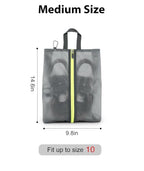 2 Pack Shoe Bags for Travel (Grey / Medium)