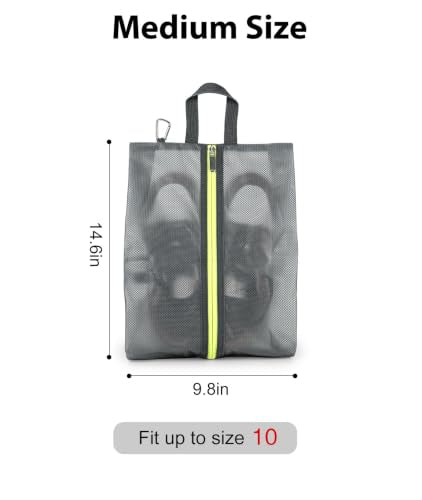 2 Pack Shoe Bags for Travel (Grey / Medium)