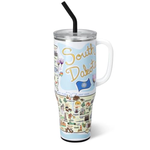 40oz Insulated Mega Mug with Handle & Straw (South Dakota / 40 Ounces)
