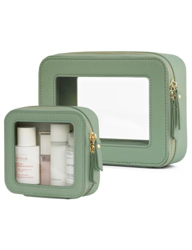 Clear Makeup Bag with Zipper (Sage Green / Mini & Medium)