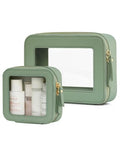 Clear Makeup Bag with Zipper (Sage Green / Mini & Medium)