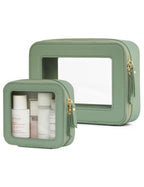 Clear Makeup Bag with Zipper (Sage Green / Mini & Medium)