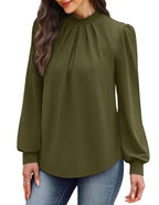 Long Sleeve Blouses for Women Dressy Casual Puff Sleeve Shirts Womens Fall Fashion 2026 Tunic Tops Winter Clothing Teacher Outfits Work Fall Clothes Old Money Army Green M (07 - Army Green / Medium)