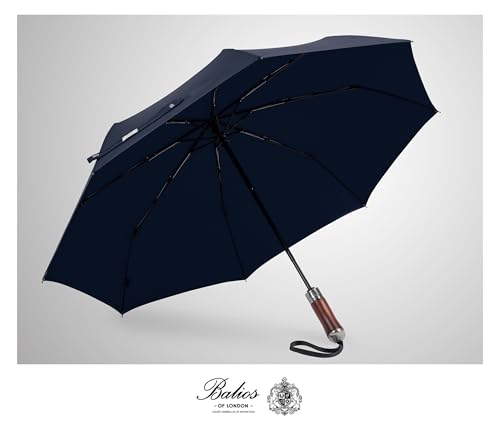 Folding Umbrella Lux Hardwood Handle Auto Open Close Dark Navy (Dark Navy)