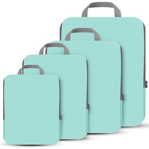 4 Set Compression Packing Cubes Travel (Light Teal)