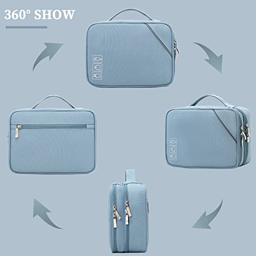 Custom Personalized Travel Cable Organizer Bag (4-Light blue-Customized / S)