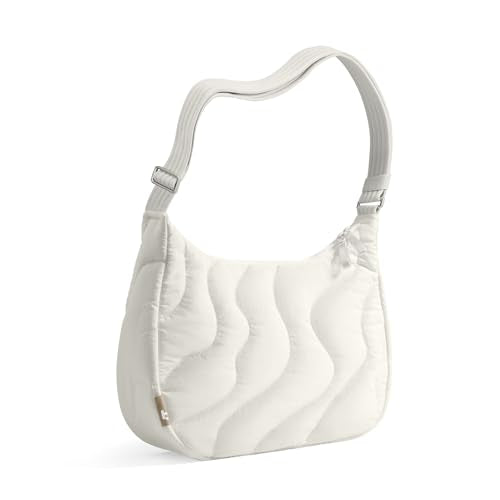 9L Puffer Crossbody Bag for Women Trendy (White-m)