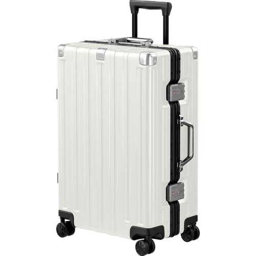Zipperless Luggage with Spinner Wheels 100% PC Hardside 24in Suitcase (White / Medium (24 Inch))